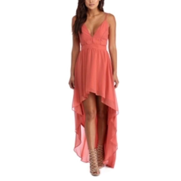 Coral High Low Dresses